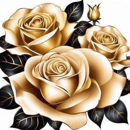 Gold rose tattoo, Elegant tattoos showcasing golden roses.  color, tattoo patterns, white clean background