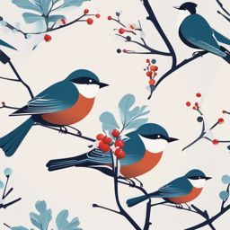 Winter Birds clipart - Birds perched on snowy branches, ,vector color clipart,minimal