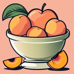 Peach and Peach Slices in a Fruit Bowl Clipart - Peach and peach slices in a fruit bowl.  color vector clipart, minimal style