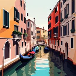 Venice Canals clipart - Iconic canals of Venice, Italy, ,color clipart vector style