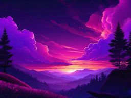 Majestic Purple Skies with Purple Sky Wallpapers wallpaper splash art, vibrant colors, intricate patterns