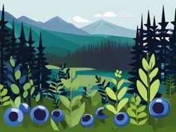 Taiga Alpine Bilberry Clip Art - Alpine bilberries in the taiga forest,  color vector clipart, minimal style