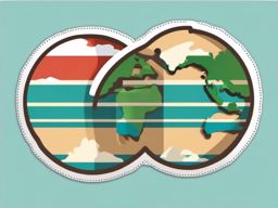 Footprints and Globe Emoji Sticker - Global journey, , sticker vector art, minimalist design