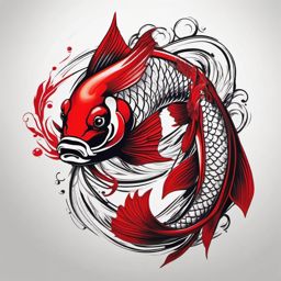 Red Koi Fish Tattoo,a striking tattoo featuring the vibrant red koi fish, symbolizing courage and determination. , tattoo design, white clean background