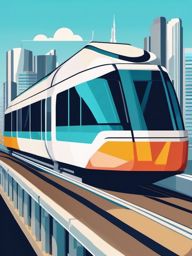 Monorail City Transport Clipart - A monorail train for city transport.  color vector clipart, minimal style