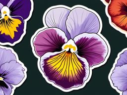 Pansy Sticker - Welcome the charm of pansies, with their velvety petals and vibrant colors, , sticker vector art, minimalist design