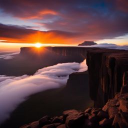 mount roraima, venezuela - watches a breathtaking sunrise from the summit. 