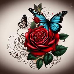 red rose and butterfly tattoo  