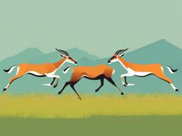 Gazelle Herd Clip Art - Herd of gazelles on the run,  color vector clipart, minimal style