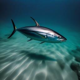 a  tuna fish swimming away 