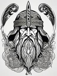 Odin Tattoos-Bold and dynamic tattoos featuring Odin, the chief deity in Norse mythology.  simple color vector tattoo