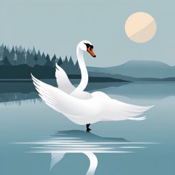 Swan Clipart - Swan gliding gracefully on a serene lake , minimal, 2d