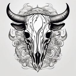 Abstract bull skull in water tattoo. Fluidity in the rugged journey.  minimalist black white tattoo style