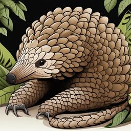 Pangolin cartoon - Pangolin curling up for protection  