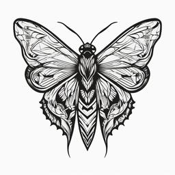 Simple Moth Tattoo - Minimalistic and straightforward moth tattoo.  simple vector tattoo,minimalist,white background