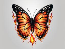 butterfly with fire tattoo  simple color tattoo,white background