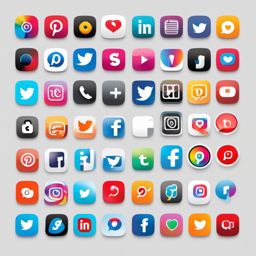 Social media icons - Social media icons for online connections,  color clipart, vector art