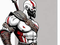 Kratos Tattoo Design - A creative and unique tattoo design inspired by Kratos from 'God of War.'  simple color tattoo design,white background