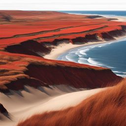 sylt's rotes kliff drama - illustrate the dramatic beauty of sylt's rotes kliff, a red cliff overlooking the north sea. 