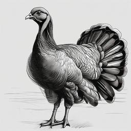 drawing of a turkey in a farm  minimal rough sketch scribbles,doodles,black and white