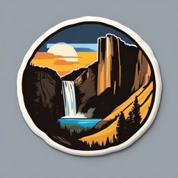 Yellowstone Tower Fall sticker- Picturesque waterfall in Yellowstone National Park, , sticker vector art, minimalist design