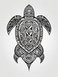 maori tattoo turtle  simple color tattoo,minimalist,white background