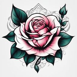 Neo traditional rose, A modern take on traditional rose tattoos.  color, tattoo patterns, white clean background