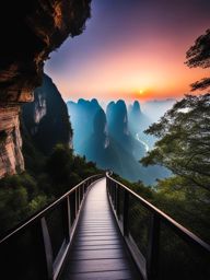 tianmen mountain - imagine a breathtaking night on tianmen mountain, where the heaven's gate natural arch and glass walkways offer awe-inspiring views under the starry sky. 