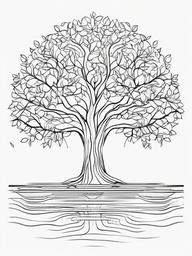 Thankful Tree Coloring Pages - Tree of Gratitude and Reflection  minimal black outline printable sheet, coloring page