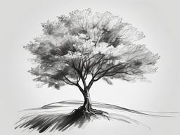 drawing of fig tree  minimal rough sketch scribbles,doodles,black and white