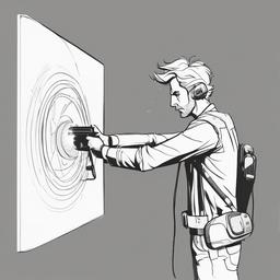 drawing of Rick using his portal gun  minimal rough sketch scribbles,doodles,black and white