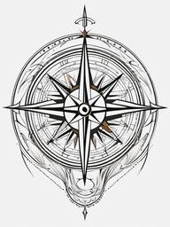 Compass Tattoo Design - Artistic designs featuring a compass.  simple vector tattoo,minimalist,white background