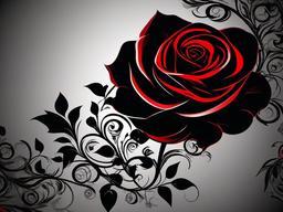 Red Rose And Black Background-Black background with a detailed red rose in one corner, creating a gothic look  background wallpaper