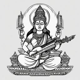 sketch of saraswati  minimal rough sketch scribbles,doodles,black and white