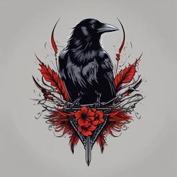 the crow tattoo  simple vector color tattoo