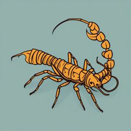 Bark Scorpion Clip Art - A bark scorpion with a slender tail,  color vector clipart, minimal style