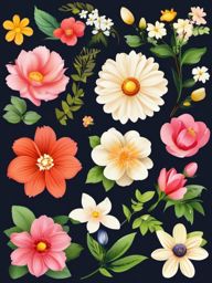 Flower Clipart, Beautiful blooming flowers in spring. 