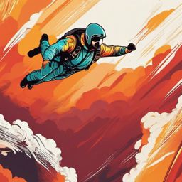 Skydiver in Freefall Sticker - Adrenaline descent, ,vector color sticker art,minimal
