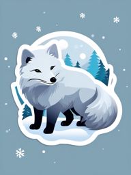 Arctic Fox Sticker - An arctic fox blending into snowy surroundings. ,vector color sticker art,minimal