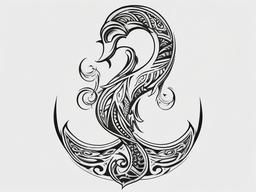 maori fish hook tattoo  simple color tattoo,minimalist,white background