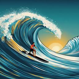 Wave clipart - surfer riding a big wave  