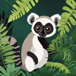 Cute Lemur in the Madagascar Jungle  clipart, simple