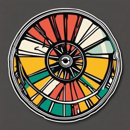 Rickshaw Wheel Sticker - Traditional ride, ,vector color sticker art,minimal