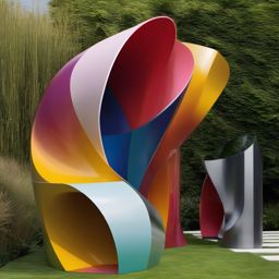 Contemporary Sculpture Garden - Create a garden that doubles as an outdoor sculpture gallery. multicoloured, photo realistic, hyper detail, high resolution