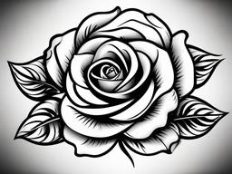 Traditional Rose Tattoo Black and White-Combination of traditional style with a black and white rose tattoo, featuring bold lines and classic elegance.  simple vector color tattoo