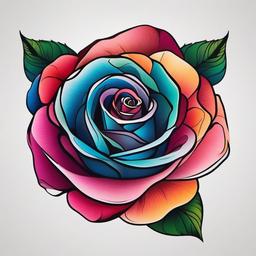 Color Rose Tattoo - Tattoo featuring a rose design in various colorful hues.  simple color tattoo,minimalist,white background