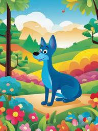 Bluey clipart - Bluey in a colorful landscape  vector clipart