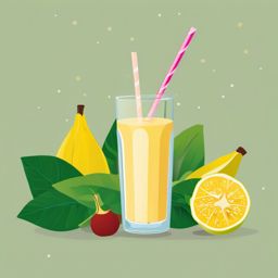 Star Fruit and Star Fruit Smoothie Clipart - Star fruit and a star fruit smoothie.  color vector clipart, minimal style