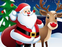 Santa And Reindeer Wallpaper  