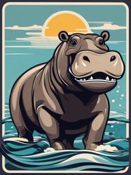 Hippopotamus clipart - Large aquatic herbivore with powerful jaws, ,color clipart vector style